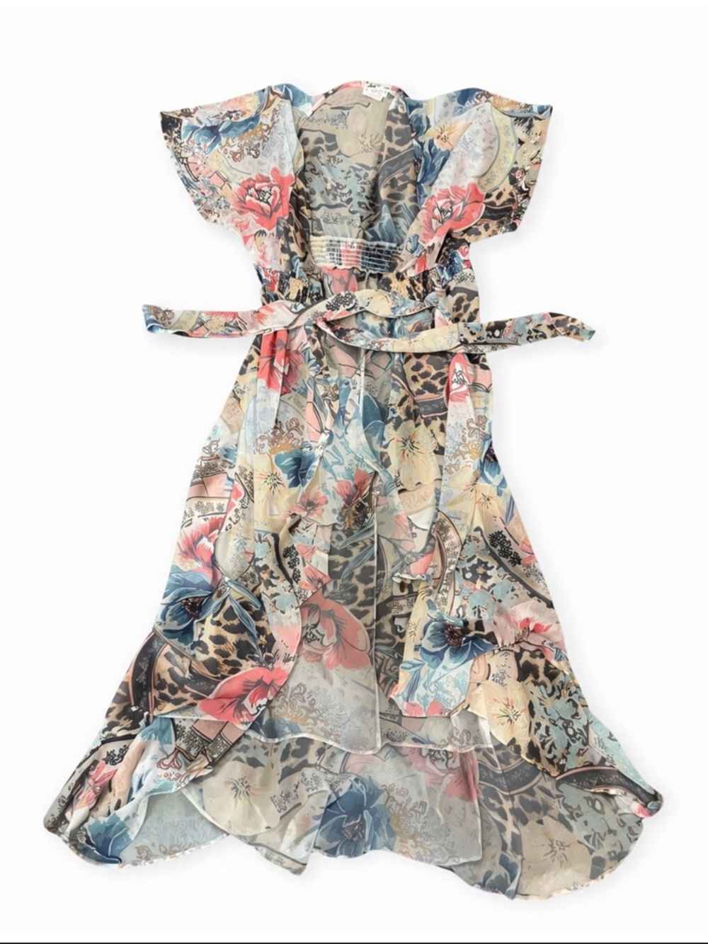 VENUS vintage inspired Floral & Animal Print Maxi Dress/beach cover up/kimono